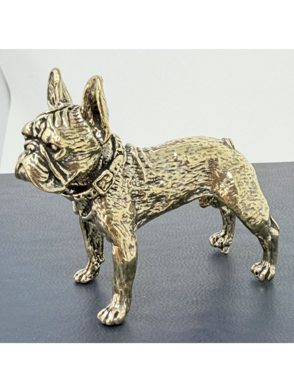 Brass French Bulldog Figurine Miniature Loyalty Totem Altar Decor 1970s Style - Picture 3 of 5
